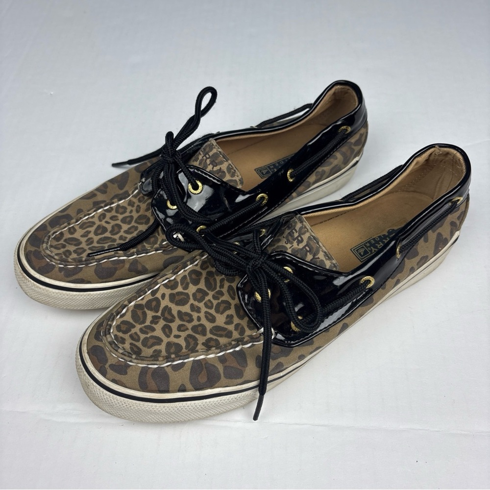 Sperry Women’s Size 9 Shoes Leopard Animal Print Black Boat 9771577 D13-CH171